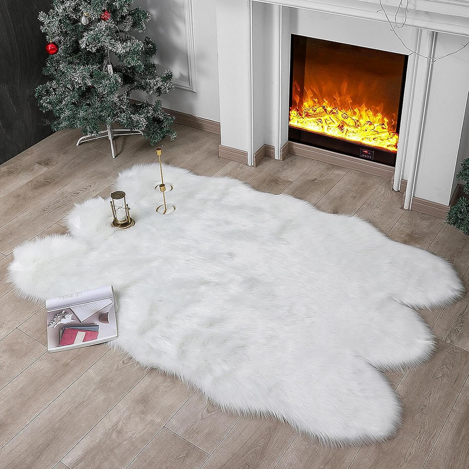 Faux Fur Rug Sheepskin Shag Fluffy White 4x6 ft for Home
