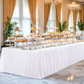 17ft White Satin Table Skirt for Rectangle Tables - Sparkle Ruffle