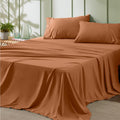 King Size Microfiber Sheets Set - Terracotta Soft Cooling 4-Piece