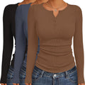 Ekouaer Women's Henley Long Sleeve Slim Fit Tops - Soft Thermal Layer
