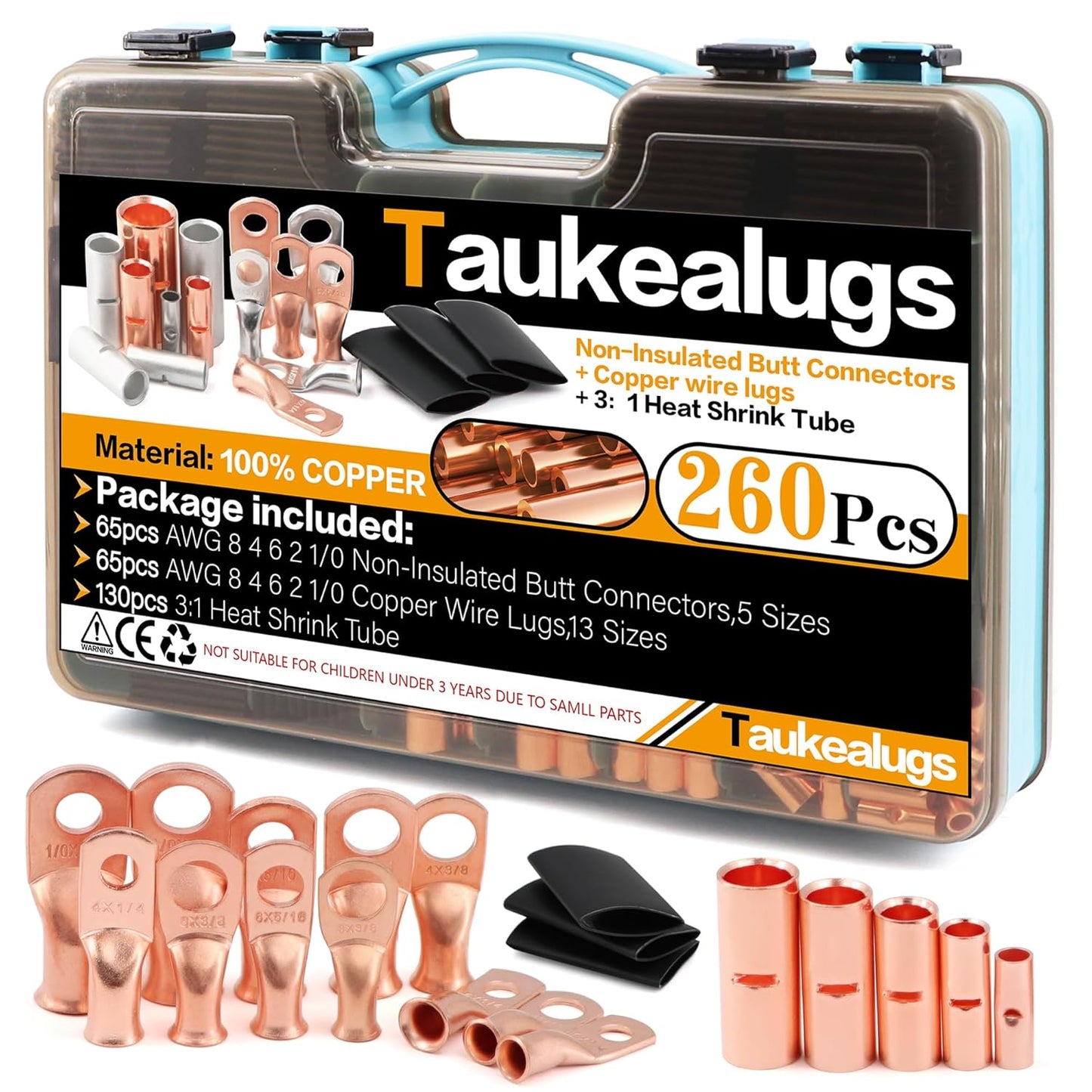 260Pcs Battery Ring Terminals and Connectors Kit for All Needs