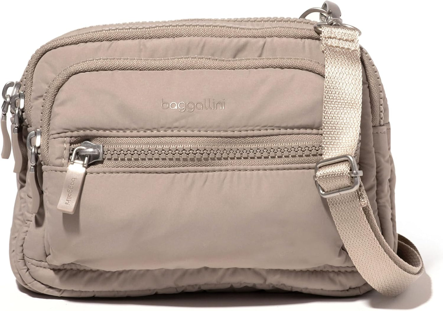 Baggallini Triple Zip Small Crossbody Bag for Women - Versatile Style