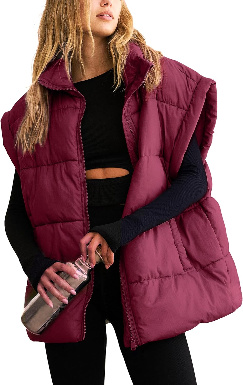 APAFES Women Winter Oversized Puffer Vest for Stylish Warmth