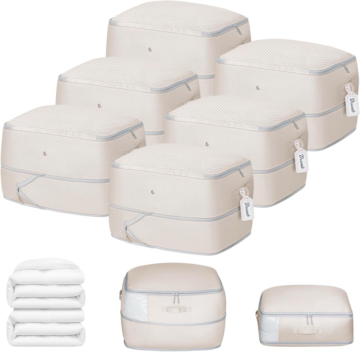 DIMJ Comforter Storage Bags - Space Saving Organizer for Bedding
