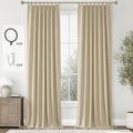 Cream Pinch Pleated Blackout Curtains 96 in - Thermal, Noise Reducing