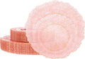 Pink Plastic Party Plates 60PCS - Clear Pink Dinner & Dessert Set