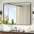 TETOTE Black Mirror 40x30 Matte Black Metal Framed Vanity