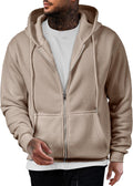 Mens Full Zip Cotton Hooded Fleece Pullover - Casual Everyday Fit