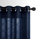 KOUFALL Navy Blue Curtains 96 in Length Semi Sheer Diamond Pattern