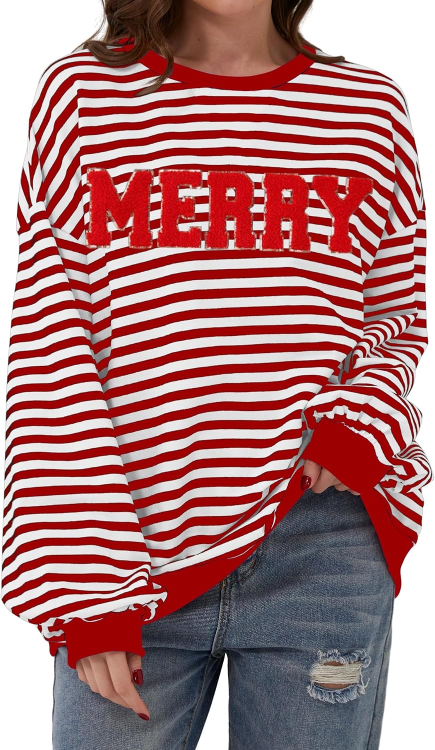 Merry Glitter Christmas Sweatshirt for Women by QAUN