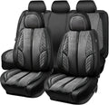 Car Seat Covers Suede Leather Full Set Grey - Cushioned Protector