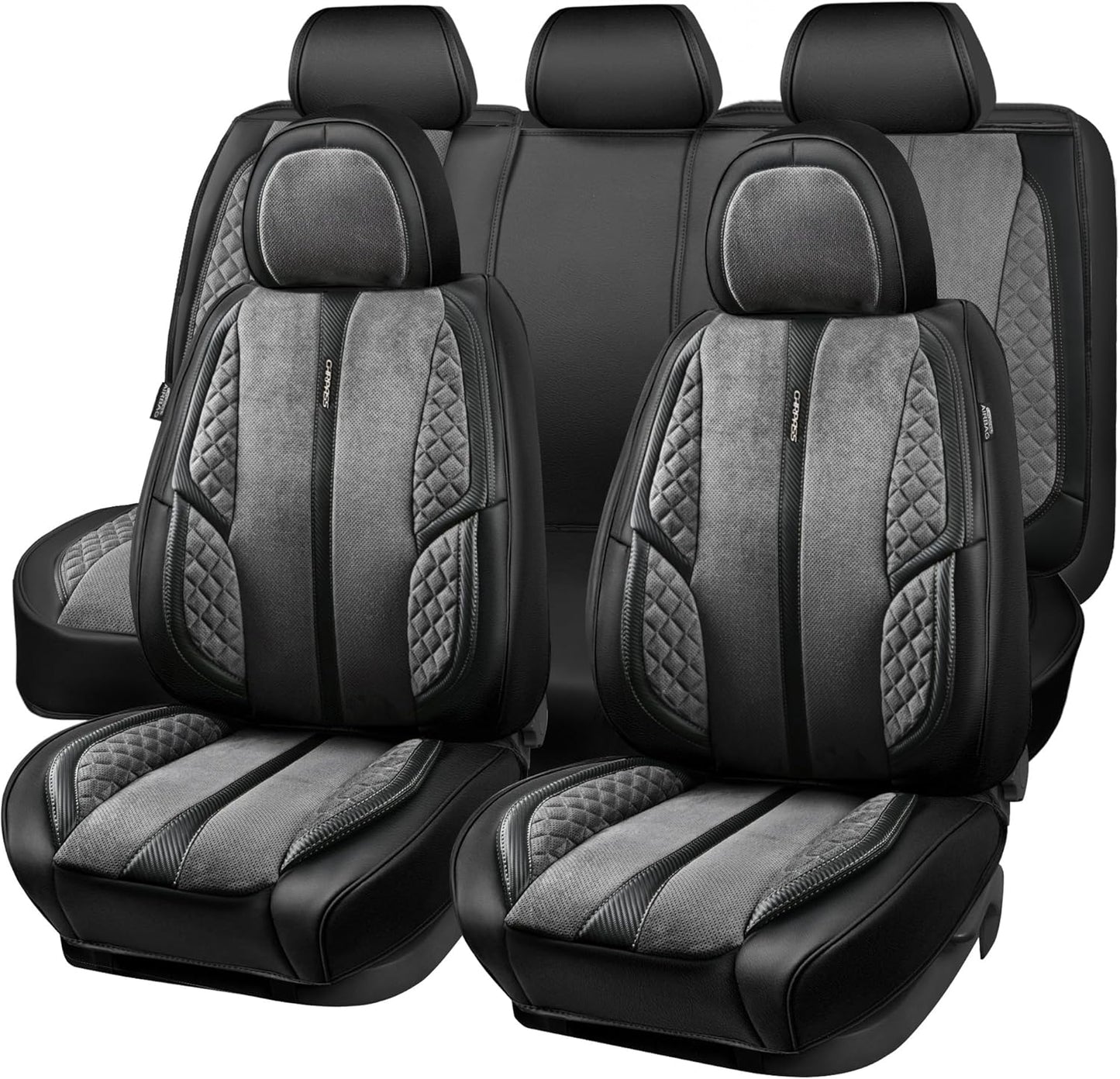 CAR PASS Suede Leather Seat Covers Full Set for Ultimate Comfort
