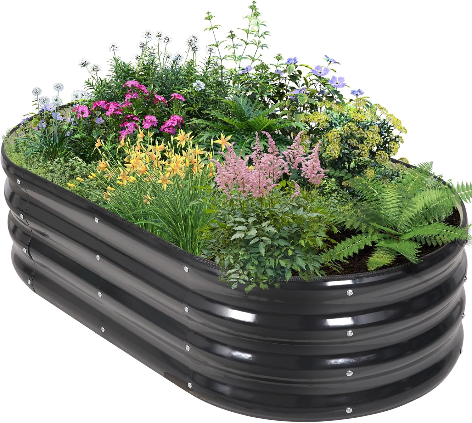 Galvanized Raised Garden Bed Outdoor for Vegetables and Flowers
