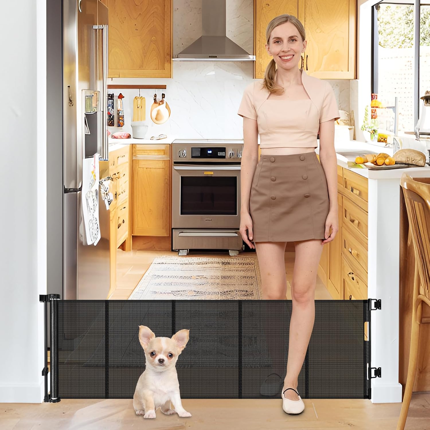 Retractable Short Dog Gates for Doorways - 20 Inches Tall