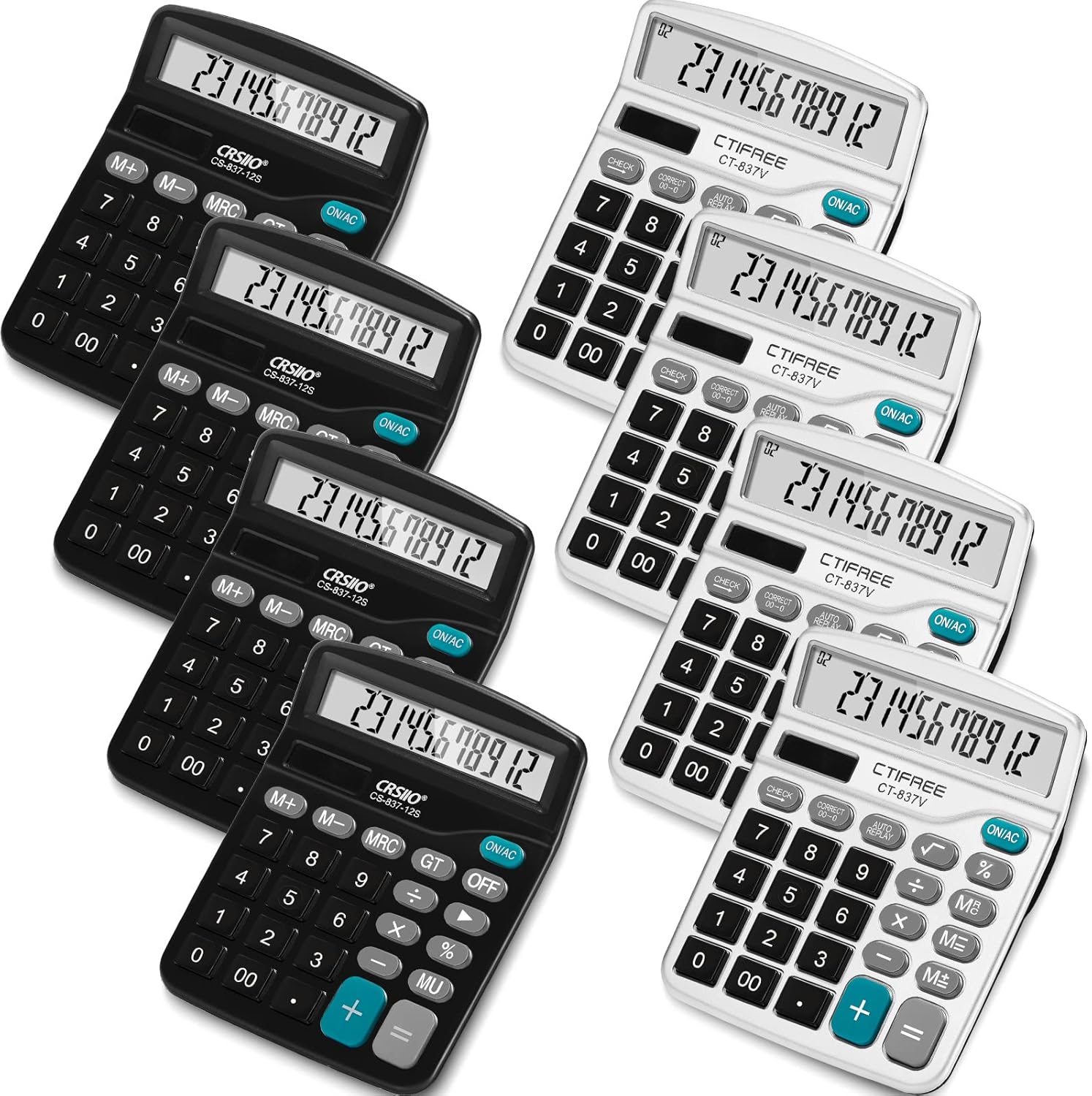 8-Pack Large Display Calculators for Home & Office