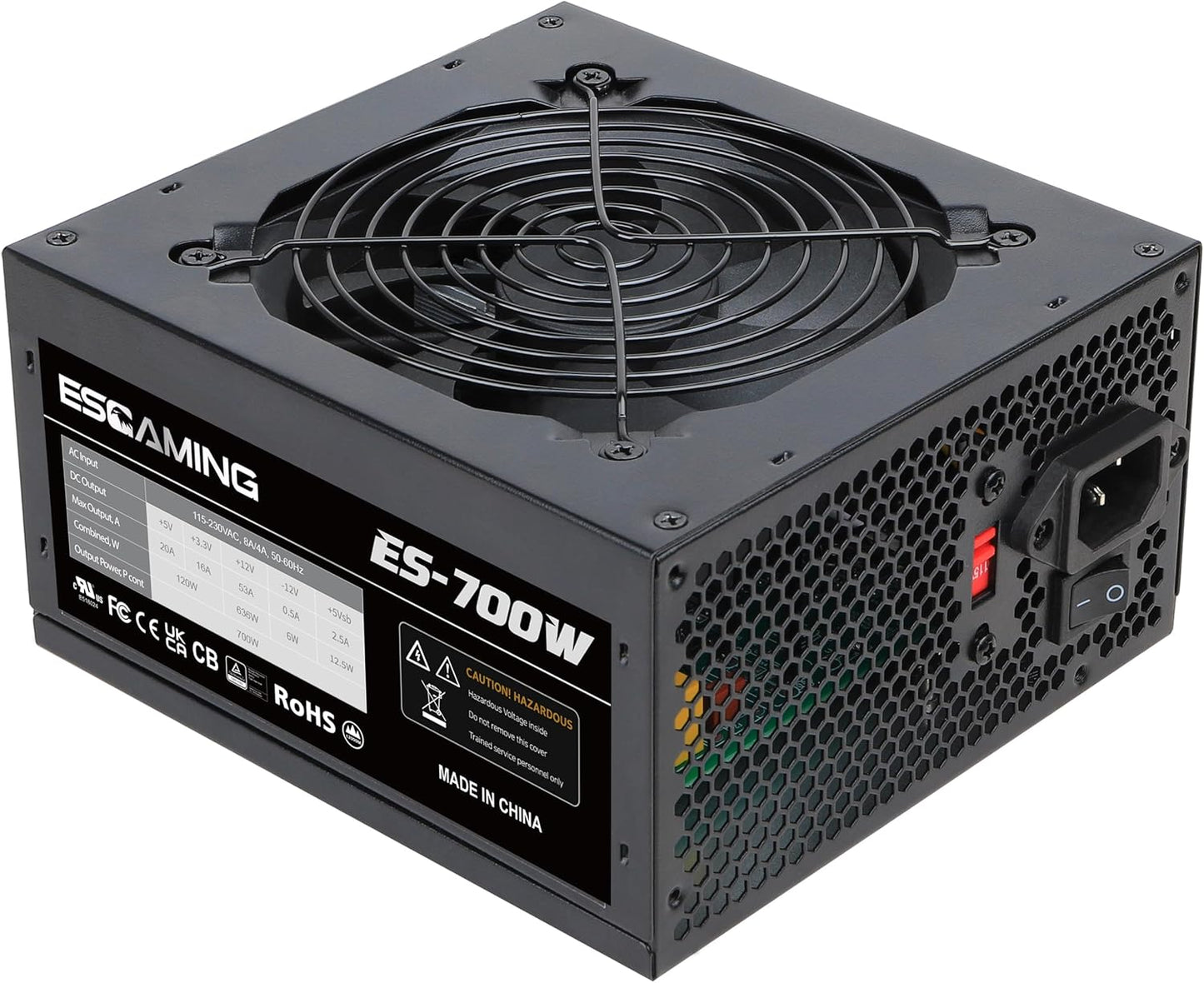 ESGAMING 700W Non Modular Power Supply with Low-Noise Fan