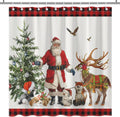 Merry Christmas Shower Curtain Vintage Red Truck Snowman Farmhouse