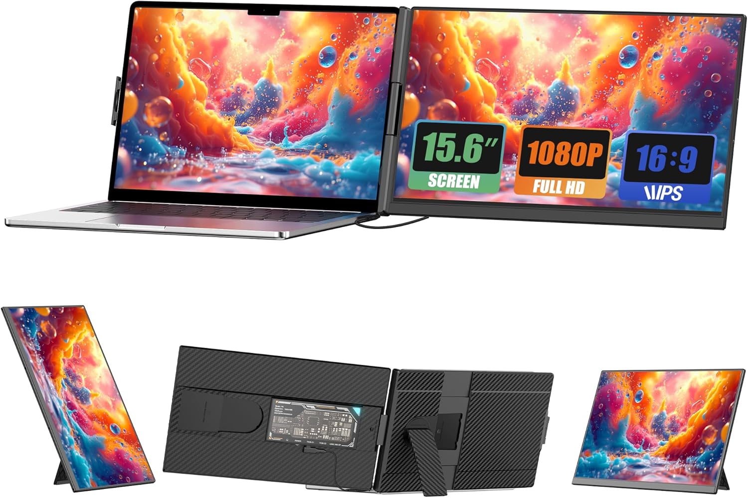 Portable 15.6 FHD Laptop Monitor Extender - Dual Screen Power!