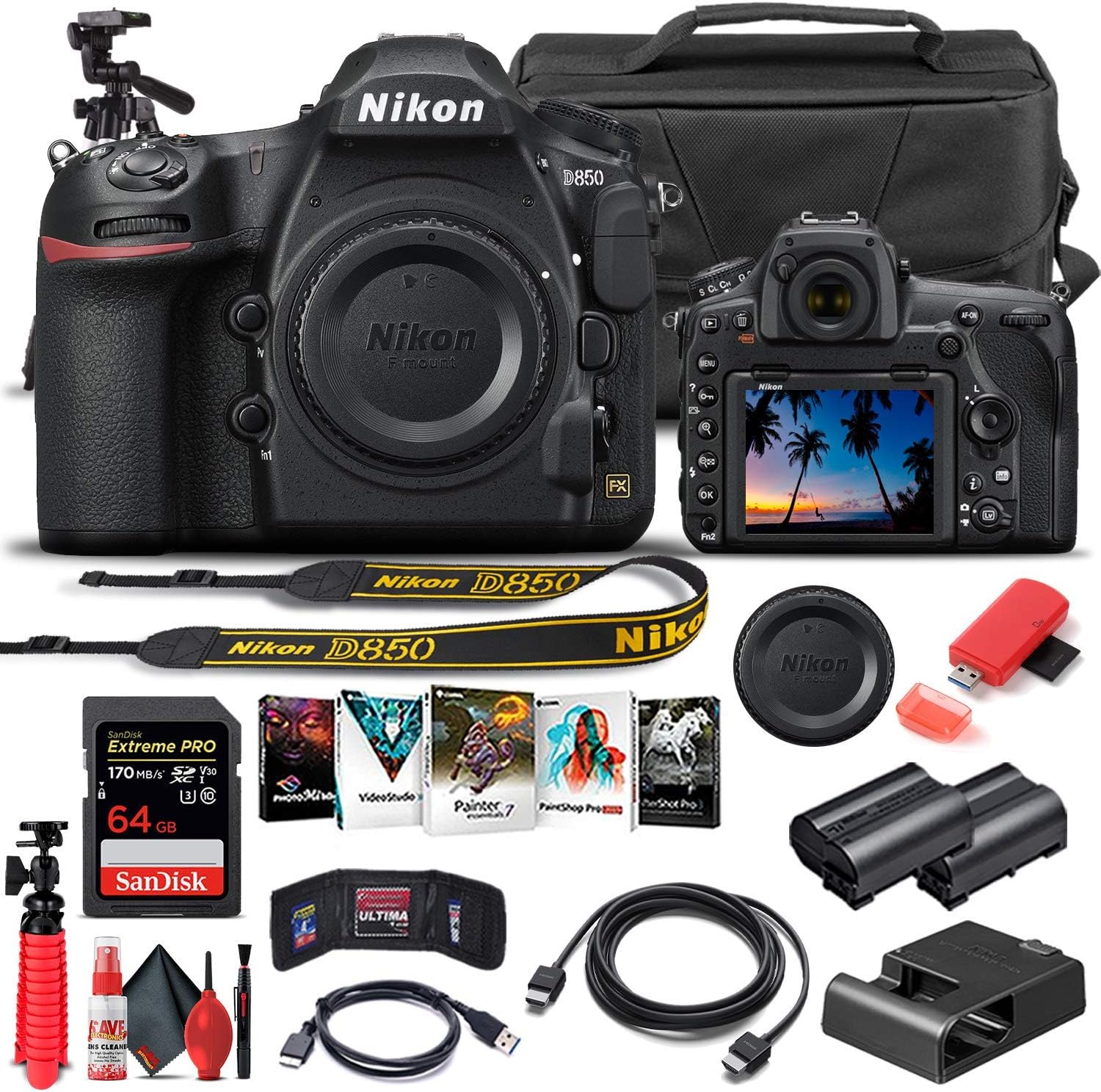 Nikon D850 DSLR Camera Bundle with Memory Card and Accessories