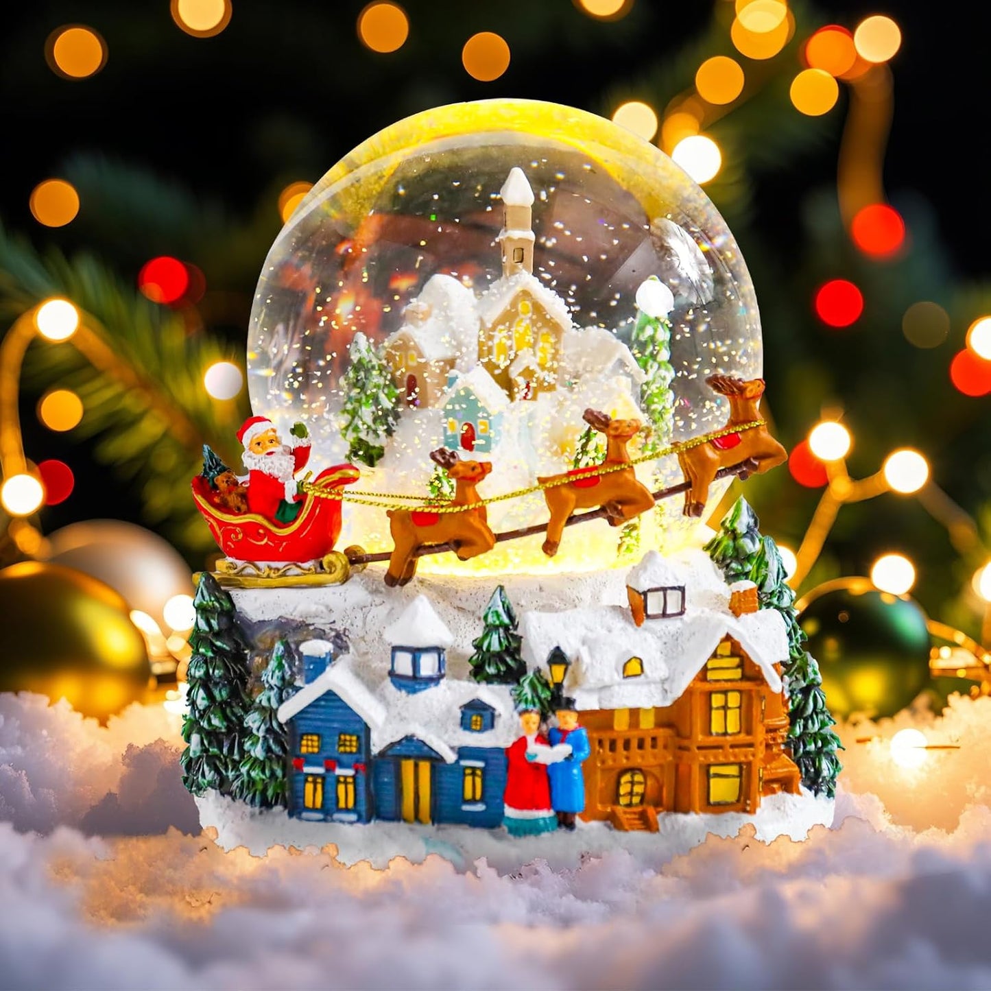 Christmas Snow Globes with Music and Color Changing Lights