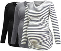 V-Neck Maternity Shirt Long Sleeve Ruched Pregnancy Top - Comfortable