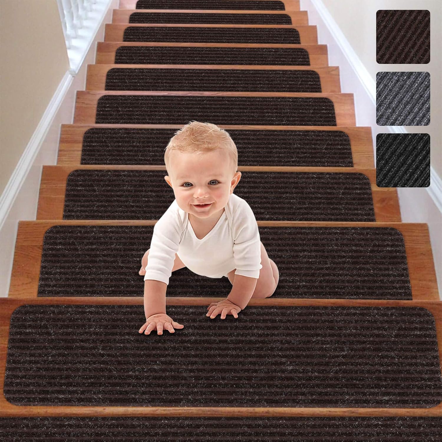 RIOLAND Stair Treads Carpet Non-Slip Indoor Stair Runners Set