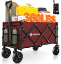 Collapsible Wagon Cart Foldable Red - Portable Heavy Duty 360lb
