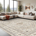 10x14 Washable Vintage Rug for Living Room - Stain Resistant, Low-Pile