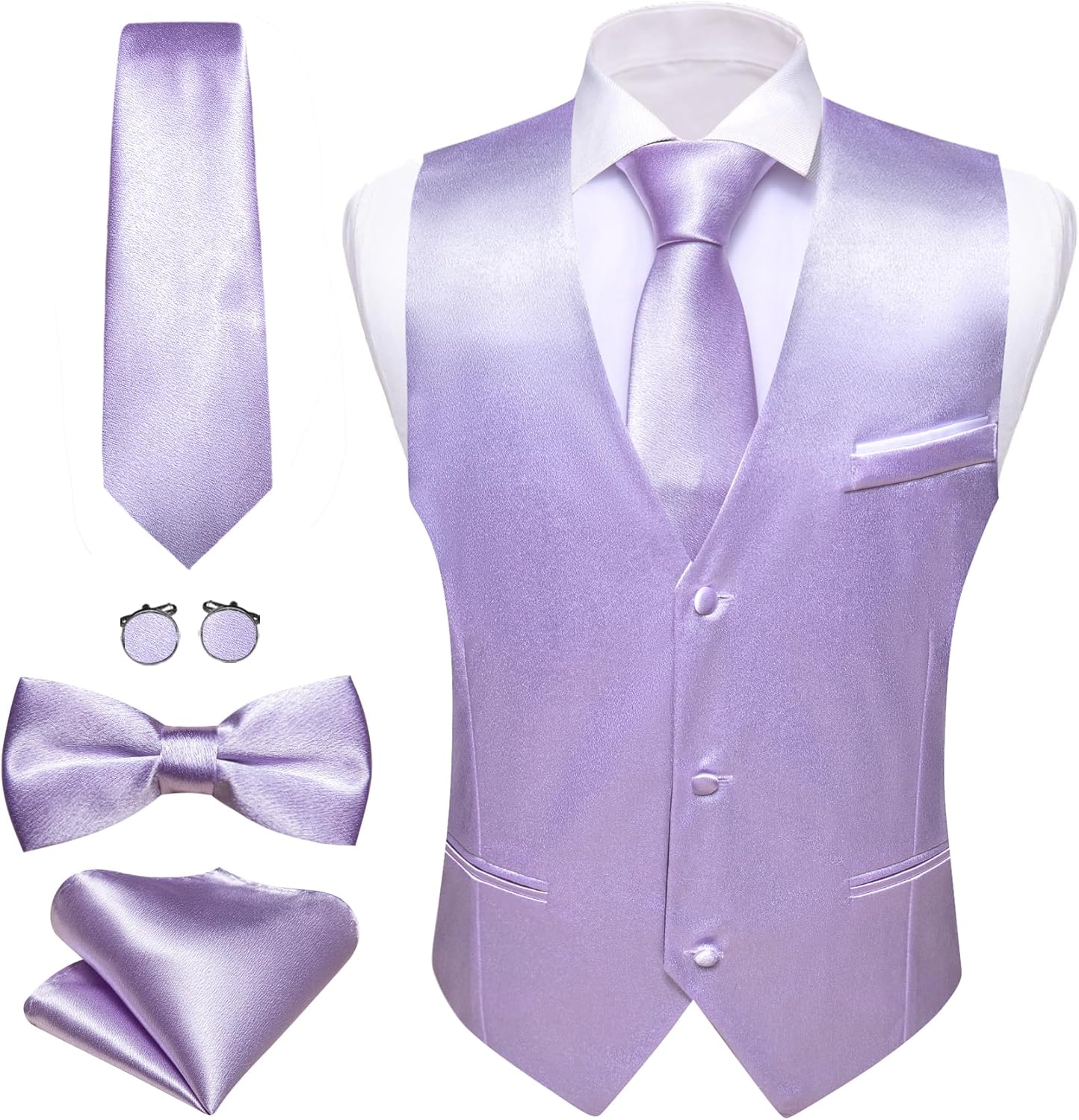 Barry.Wang Mens Formal Business Suit Vest Slim Fit Waistcoat Set