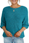 Dokotoo Womens Casual Crewneck Striped Lightweight Knit Sweater