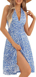 HUHOT Women's Summer Sundress Halter Neck Floral Mini Dress - Flowy