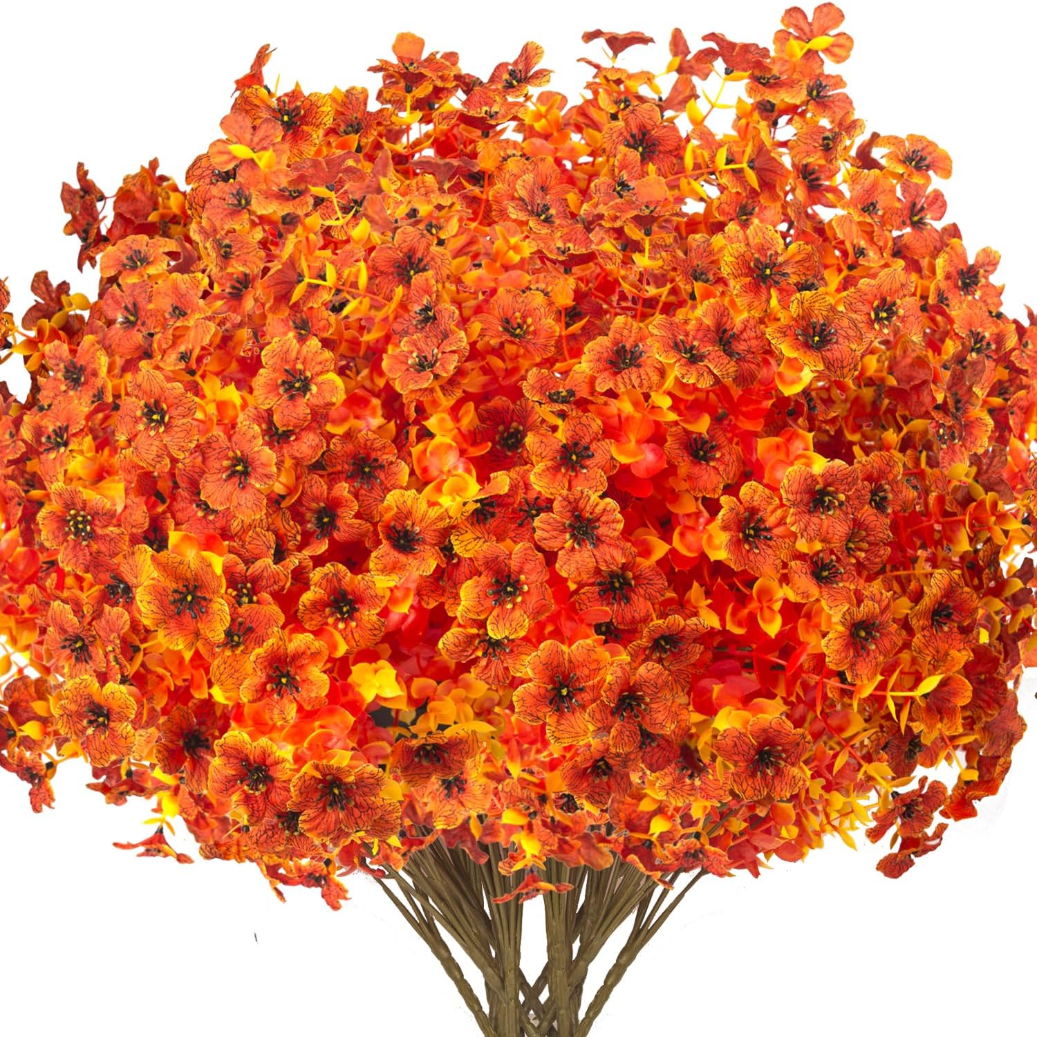 16 Bundles Artificial Fall Flowers for Outdoors Decor