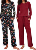 Women's 2-Pack Pajama Set Long Sleeve Top and Jogger Pants - Cozy Fit
