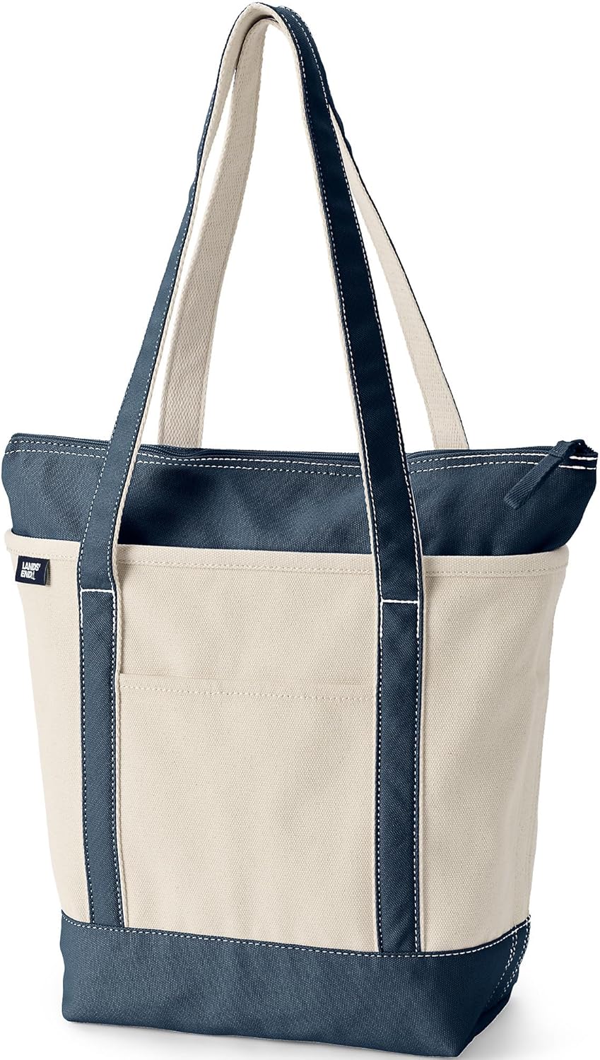 Durable Zip Top Long Handle Canvas Tote Bag for Everyday Use