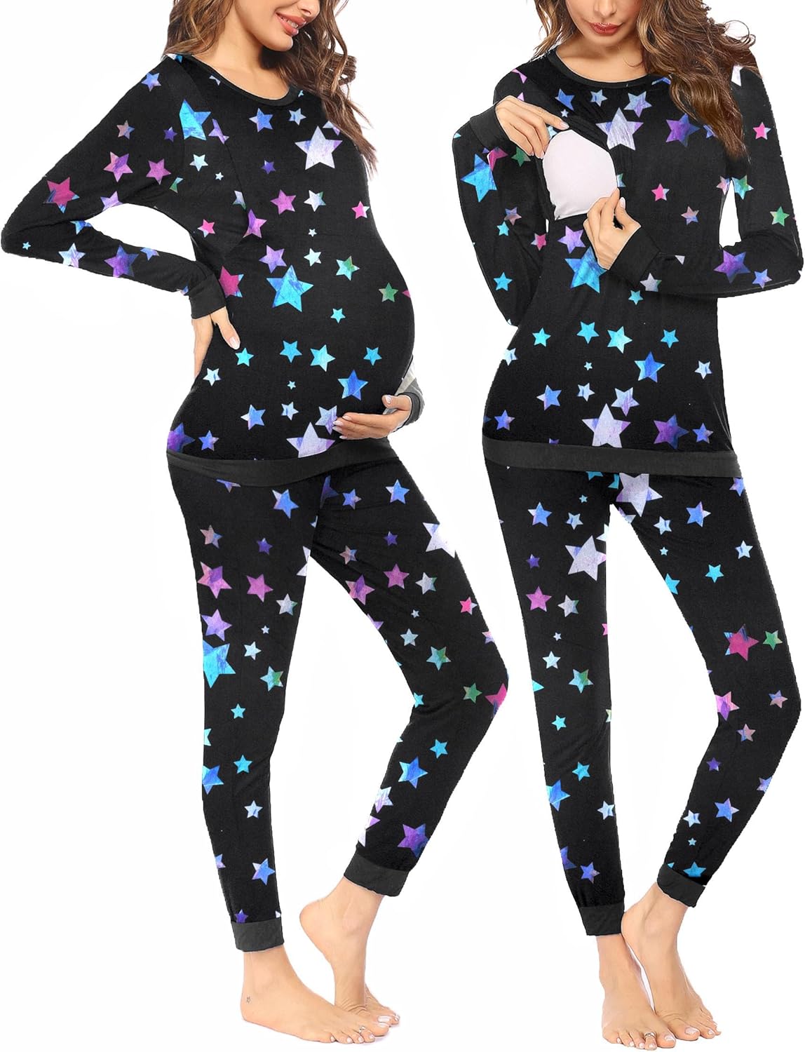 Ekouaer Nursing Pajama Set for Cozy Maternity Sleepwear