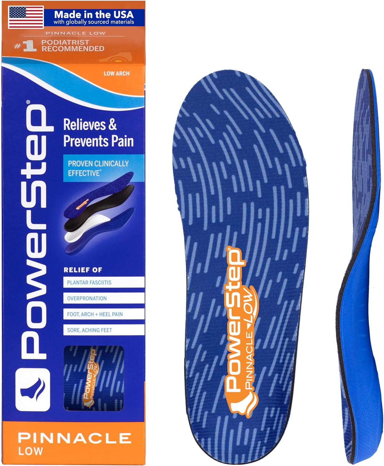 PowerStep Pinnacle Low Insoles for Flat Feet and Comfort