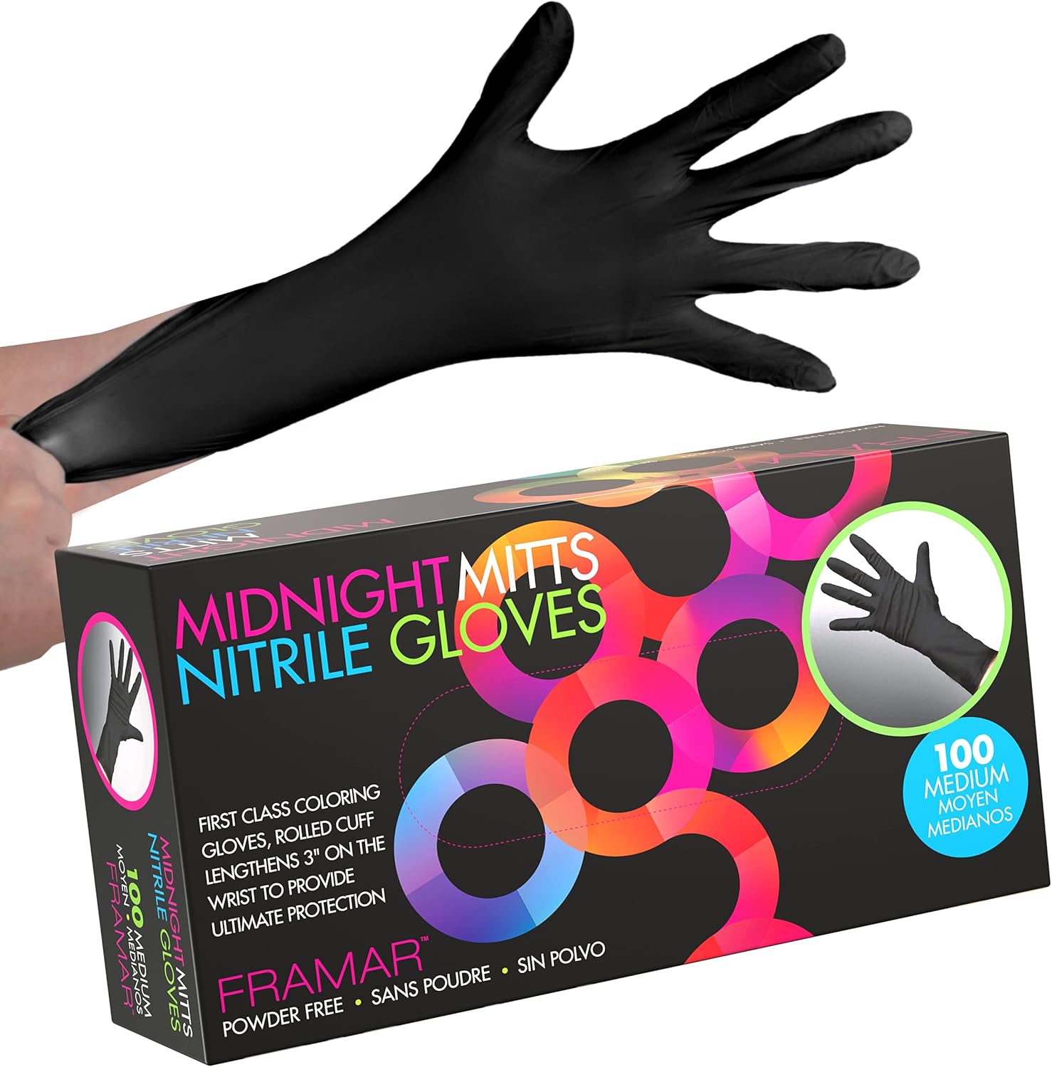 FRAMAR 12 Black Nitrile Gloves - Latex Free