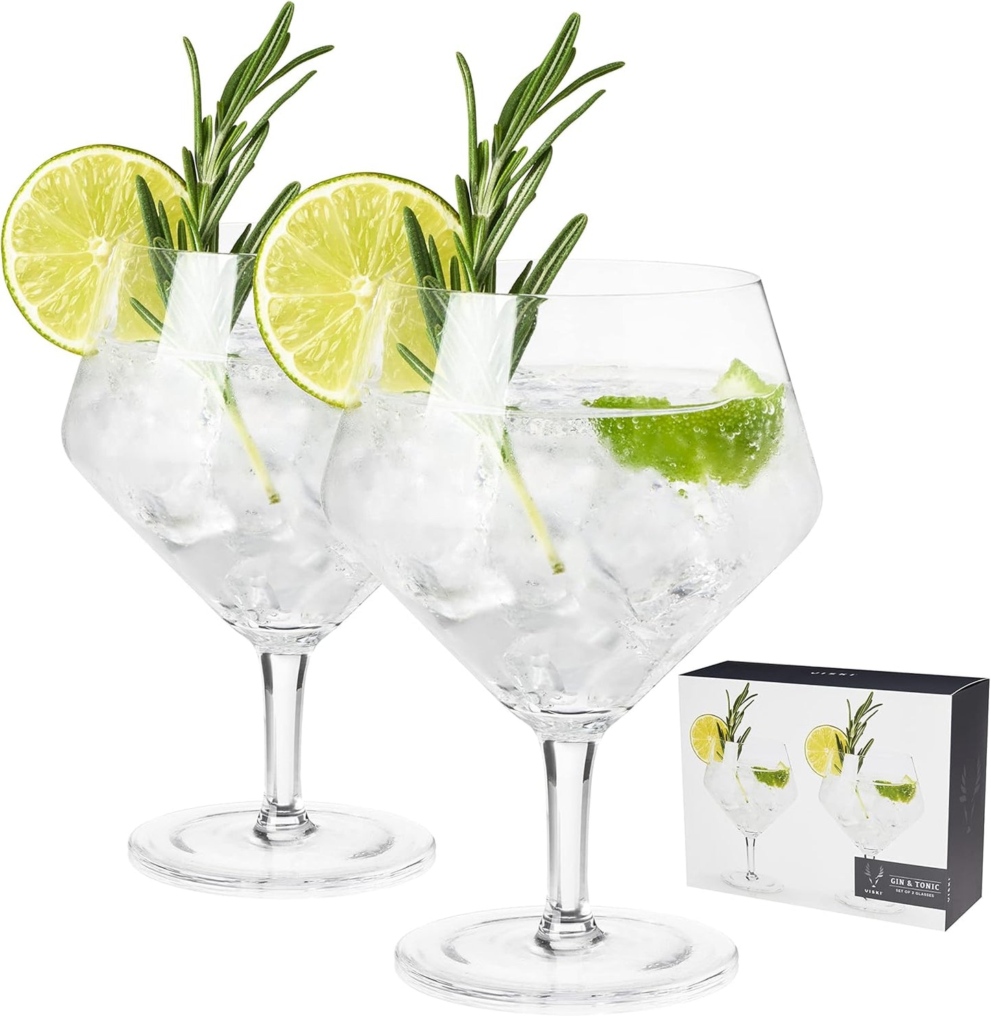 Viski Raye Angled Stemmed Gin and Tonic Glasses Set of 2