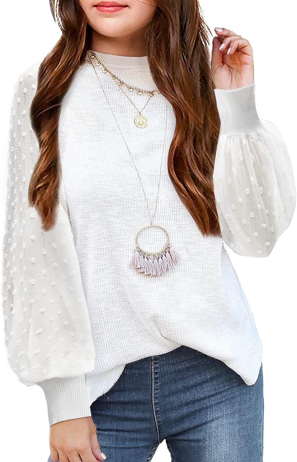 Arshiner Girls Puff Long Sleeve Sweaters for Stylish Kids