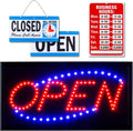 Neon Open Sign for Business: LED Horizontal Sign with Hours