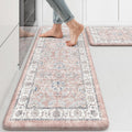 Anti Fatigue Kitchen Mats for Floor Boho Floral Set of 2 - Cushioned