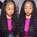 13x6 Lace Front Curly Human Hair Wig 22in - Pre Braided, Natural Look