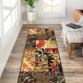 Custom Size Brown Floral Runner Rug 22in Wide - Non-Slip Hallway