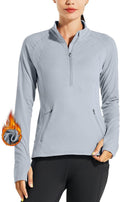 Willit Women's Fleece Running Jacket Pullover - Warm Midweight Half