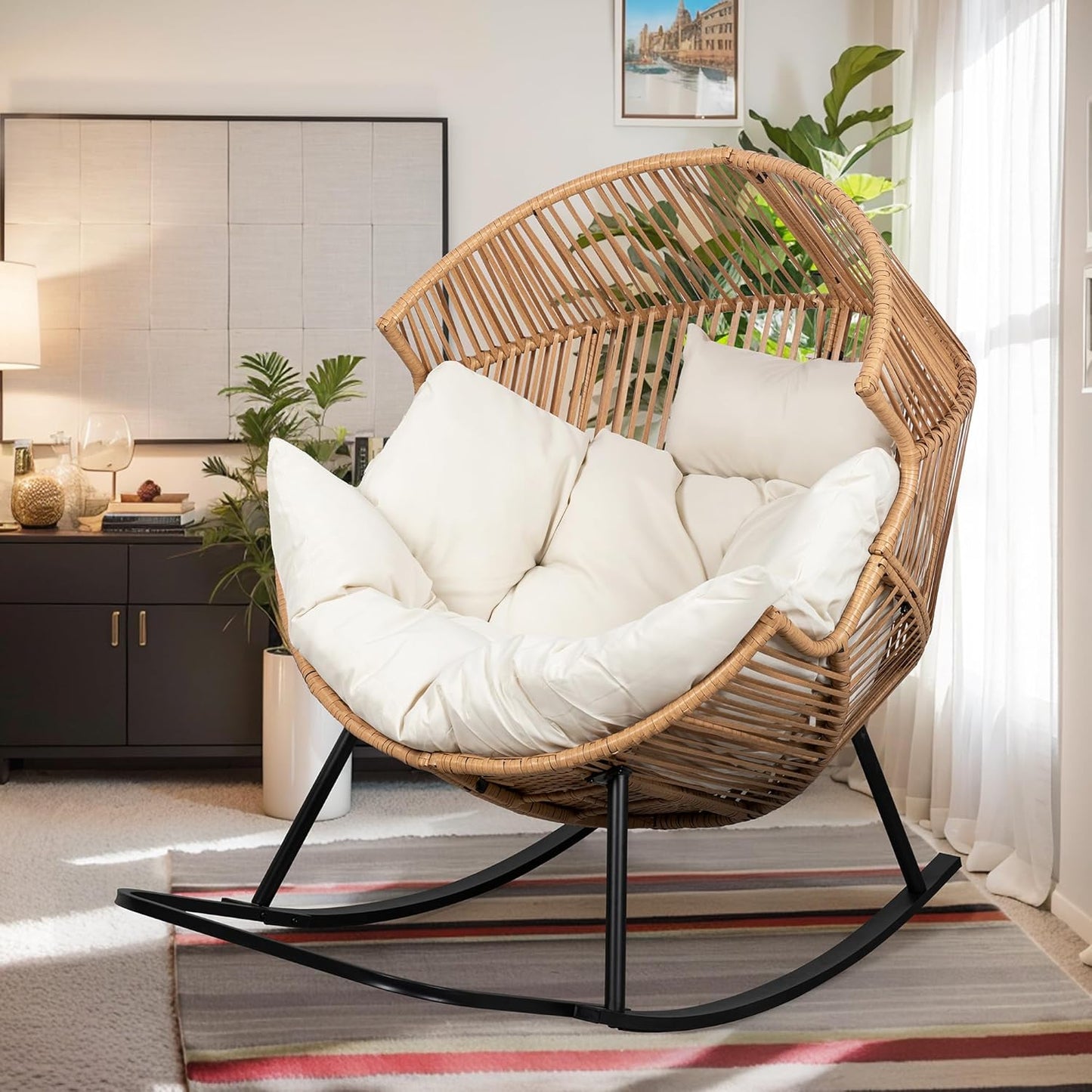 Vongrasig Wicker Egg Chair for Outdoor and Indoor Relaxation