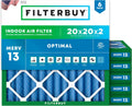 20x20x2 Air Filter MERV 13 Optimal Smoke & Allergy Defense - 6-Pack