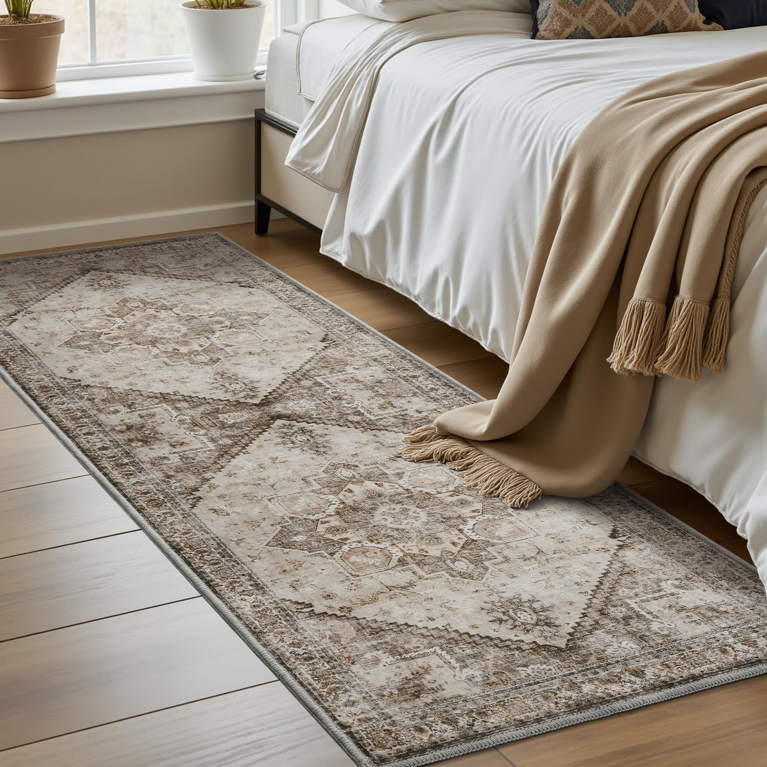 2x6 ft Bedroom Runner Rug for Hallways Non Slip Washable