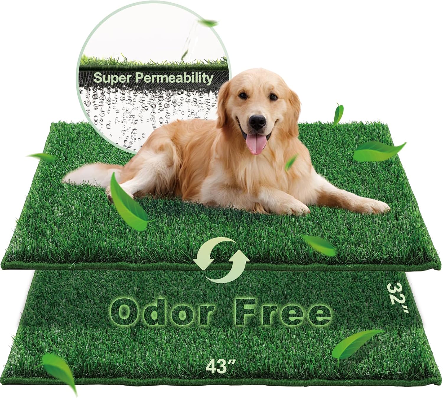 Dog Pee Grass Pad for Large Dogs - Ultra-Absorbent & Odor Free