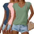 Womens V Neck T Shirts 3 Pack - Comfortable Summer Basics