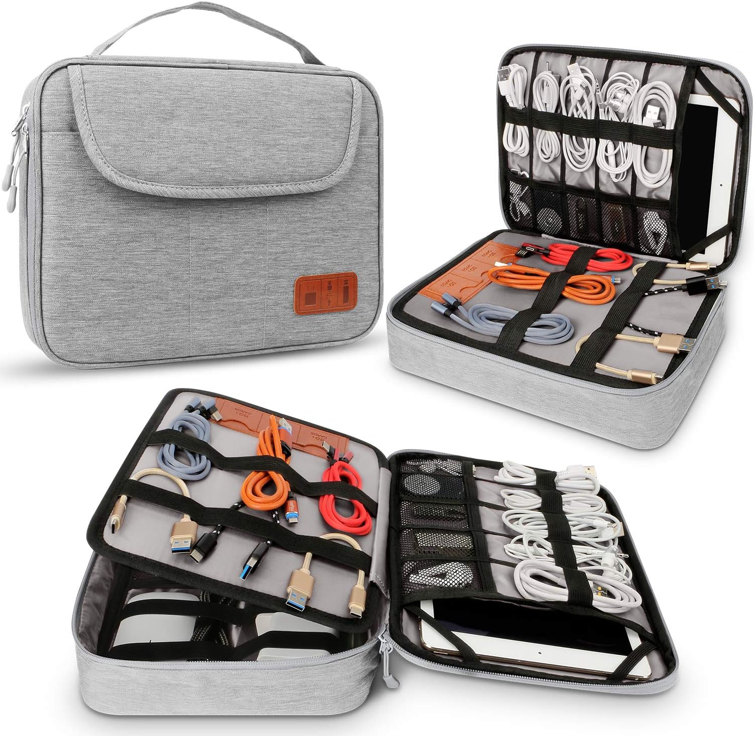 HOLIMET Double Layer Cable Organiser: Travel-Ready Cord Storage